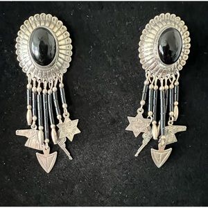 Sterling and onyx western Earrings are practically antiques